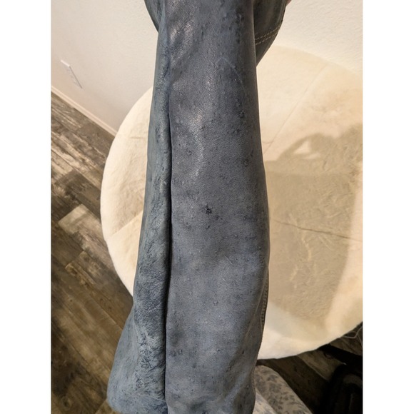 Derek Alexander Leather Hobo Shoulder Bag Dark Blue Distressed Style - Picture 9 of 16